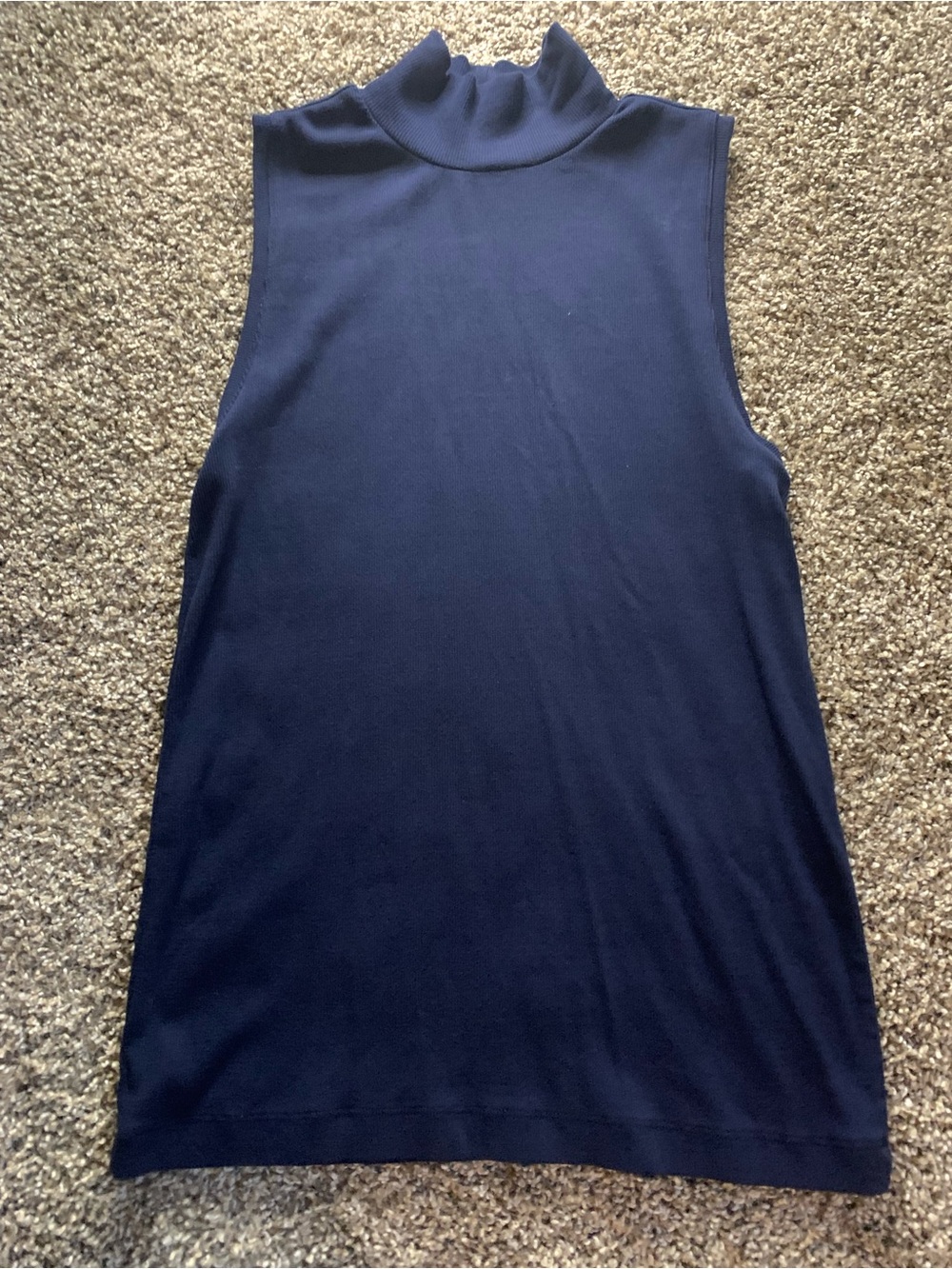 LOFT Navy Sleeveless Mock-Neck Tank Top